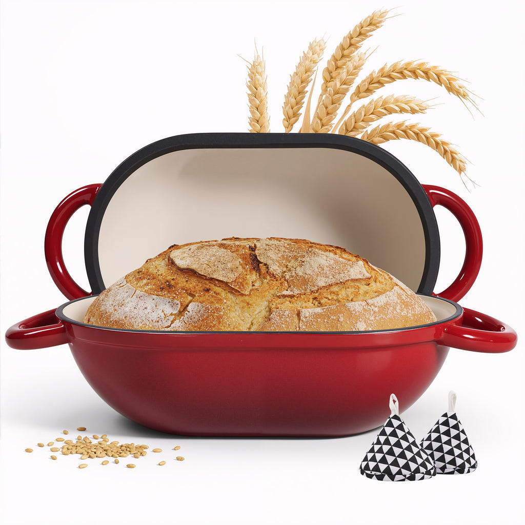 Daluvenix 2qt Dutch Oven for Bread Baking, Enameled Cast Iron Bread Oven with Lid, Non Stick