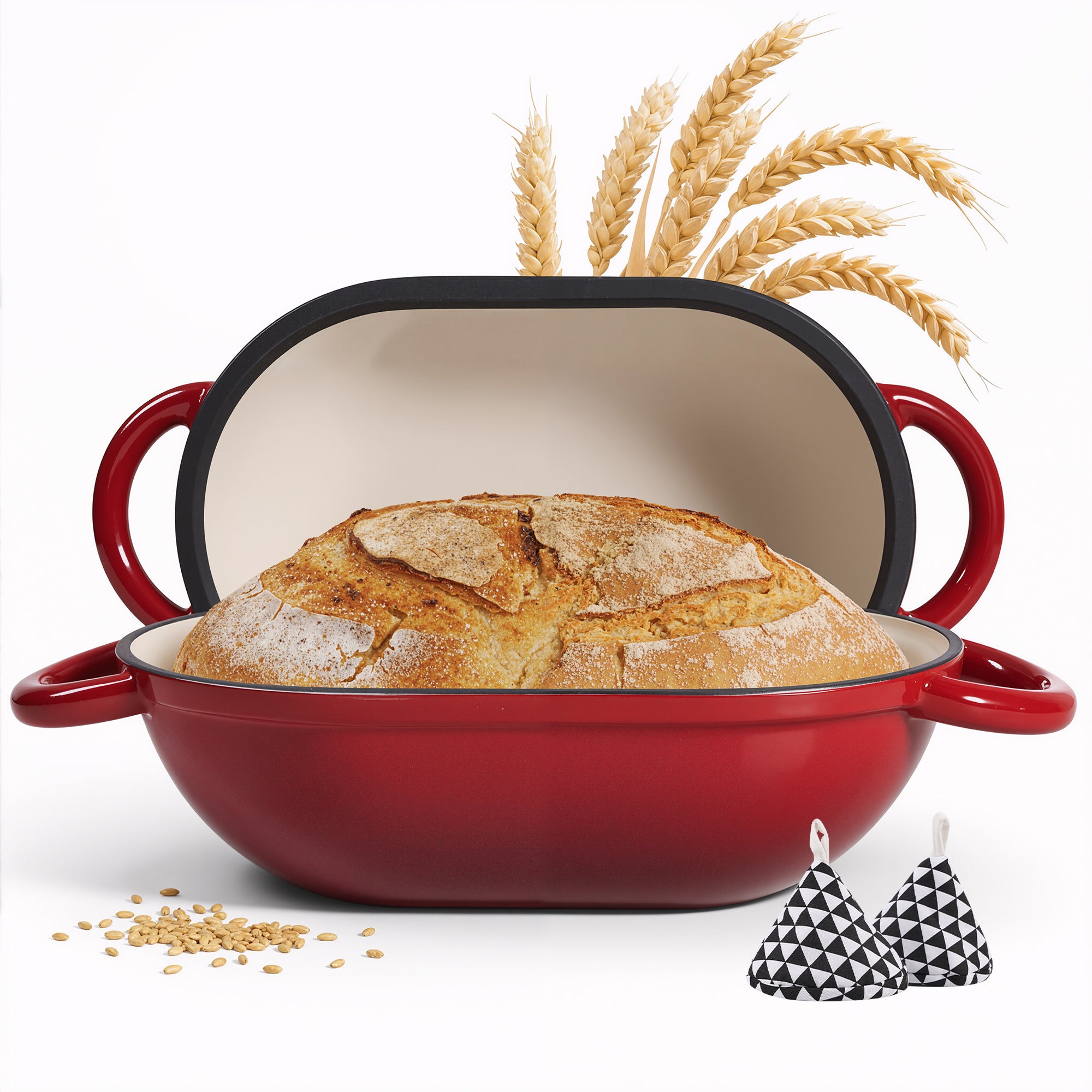 Daluvenix 2qt Dutch Oven for Bread Baking, Enameled Cast Iron Bread Oven with Lid, Non Stick