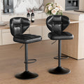 Daluvenix Adjustable Swivel Bar Stools Set of 2 with Backrest, Mid-Century PU Leather Upholstered Bar Chairs for Kitchen Island, 21.65"-31.5" Seat Height