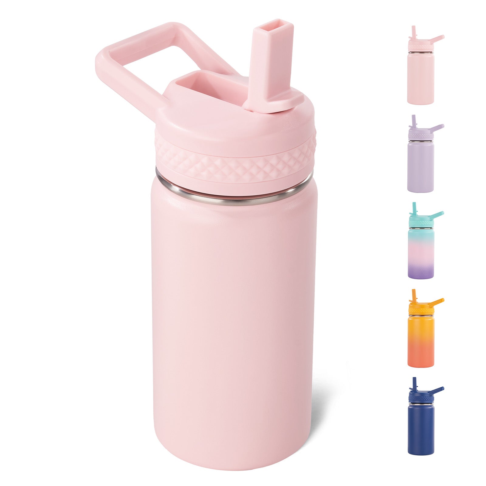 Daluvenix 12 oz Kids Water Bottle, Toddler Water Bottle 2-in-1 Straw and Chug, Stainless Steel Insulated Bottle for Kids, BPA-Free, Leak-Proof