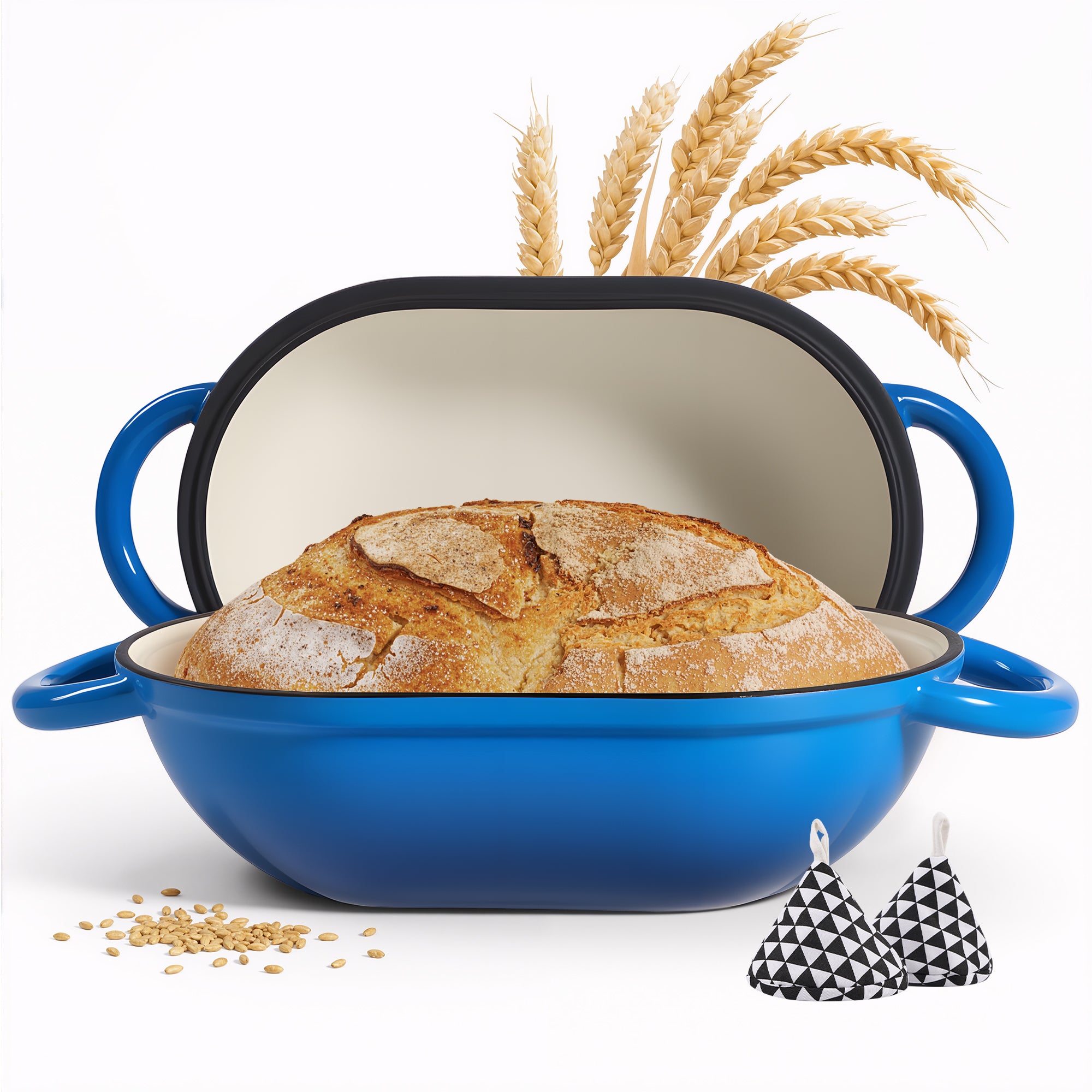Daluvenix 2qt Dutch Oven for Bread Baking, Enameled Cast Iron Bread Oven with Lid, Non Stick