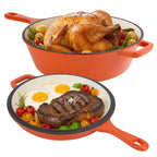 Daluvenix 2 in 1 Cast Iron Dutch Oven Pot with Skillet Lid 3+1.5qt Enamel Dutch Oven Dual Handle