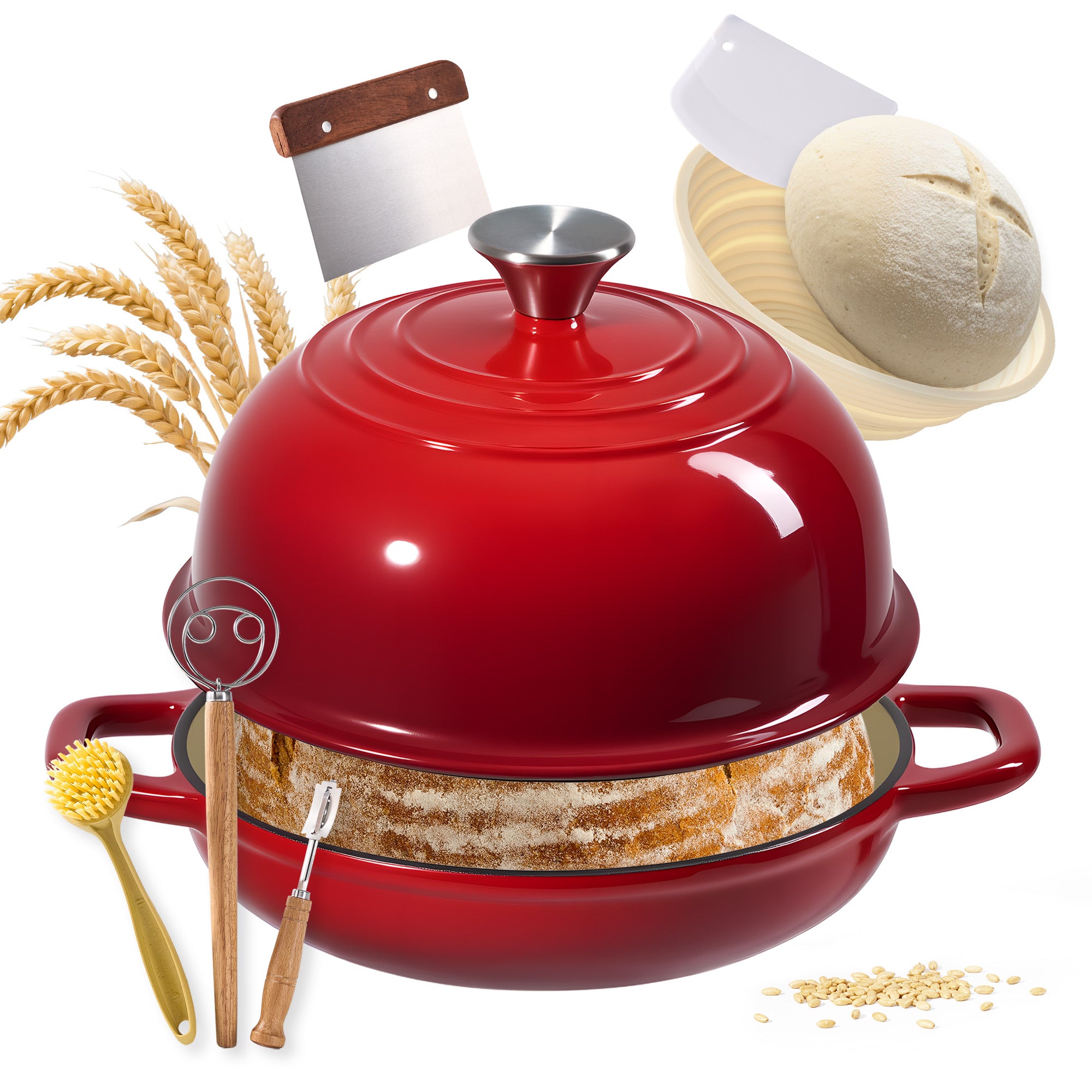 Daluvenix Enameled Cast Iron Dutch Oven for Sourdough Bread Baking, 4.5qt Cast Iron Bread Pot with Lid and Handles, Bread Dutch Oven