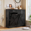 Daluvenix Double Tilt Out Trash Can Cabinet for 2 Bins,Hidden Trash Bin Storage Cabinet with Hideaway Drawers,Pet Proof Trash Can Holder for 2 x 10 Gallon , Kitchen, Dining Room, Living Room