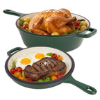 Daluvenix 2 in 1 Cast Iron Dutch Oven Pot with Skillet Lid 3+1.5qt Enamel Dutch Oven Dual Handle