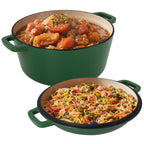 Daluvenix 2 in 1 Cast Iron Dutch Oven Pot with Skillet Lid, 6+2qt Pre-Seasoned Multipurpose Cookware for baking, braising, and stewing