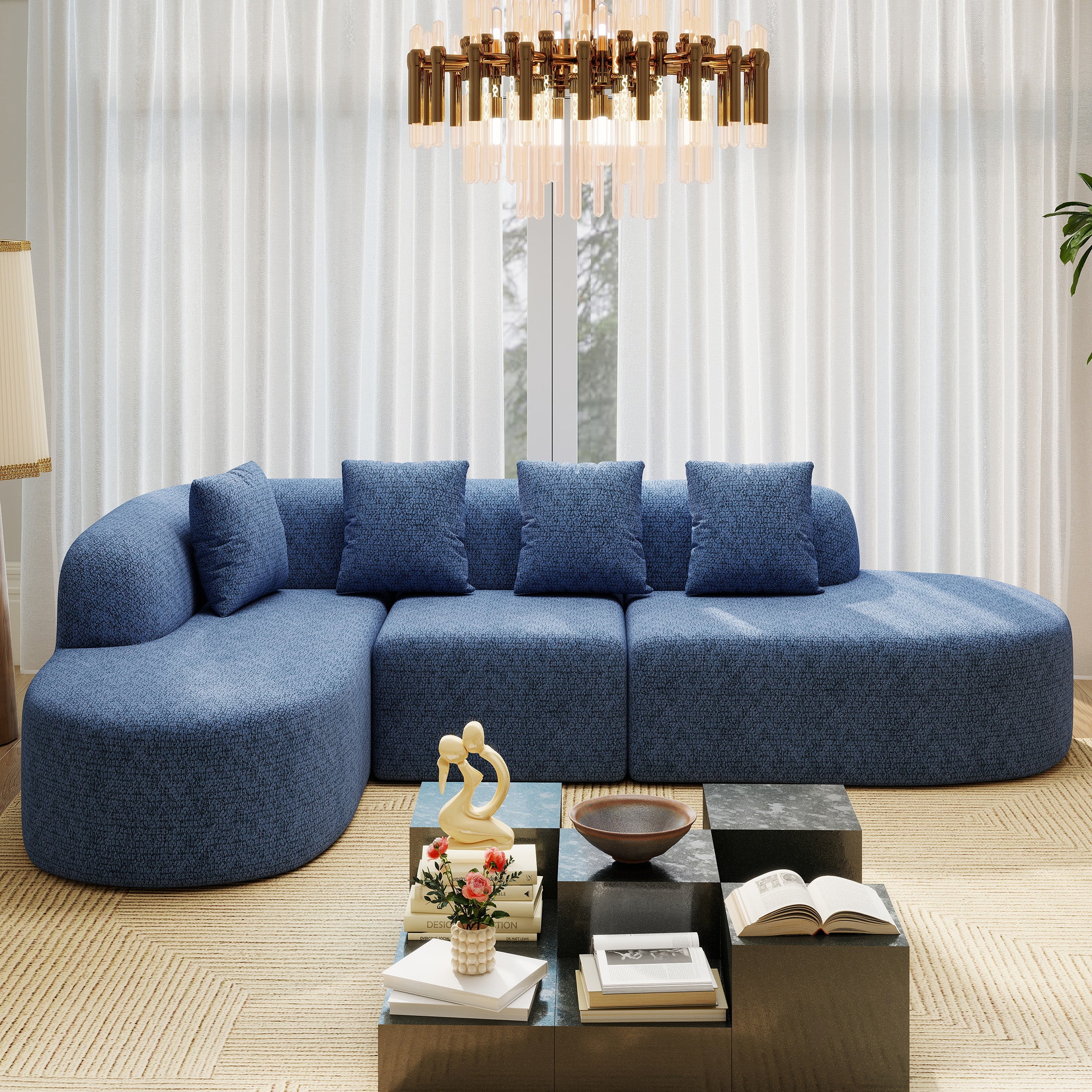 Daluvenix 114 Inch Boneless Couches for Living Room Modern Modular Sectional Sofa