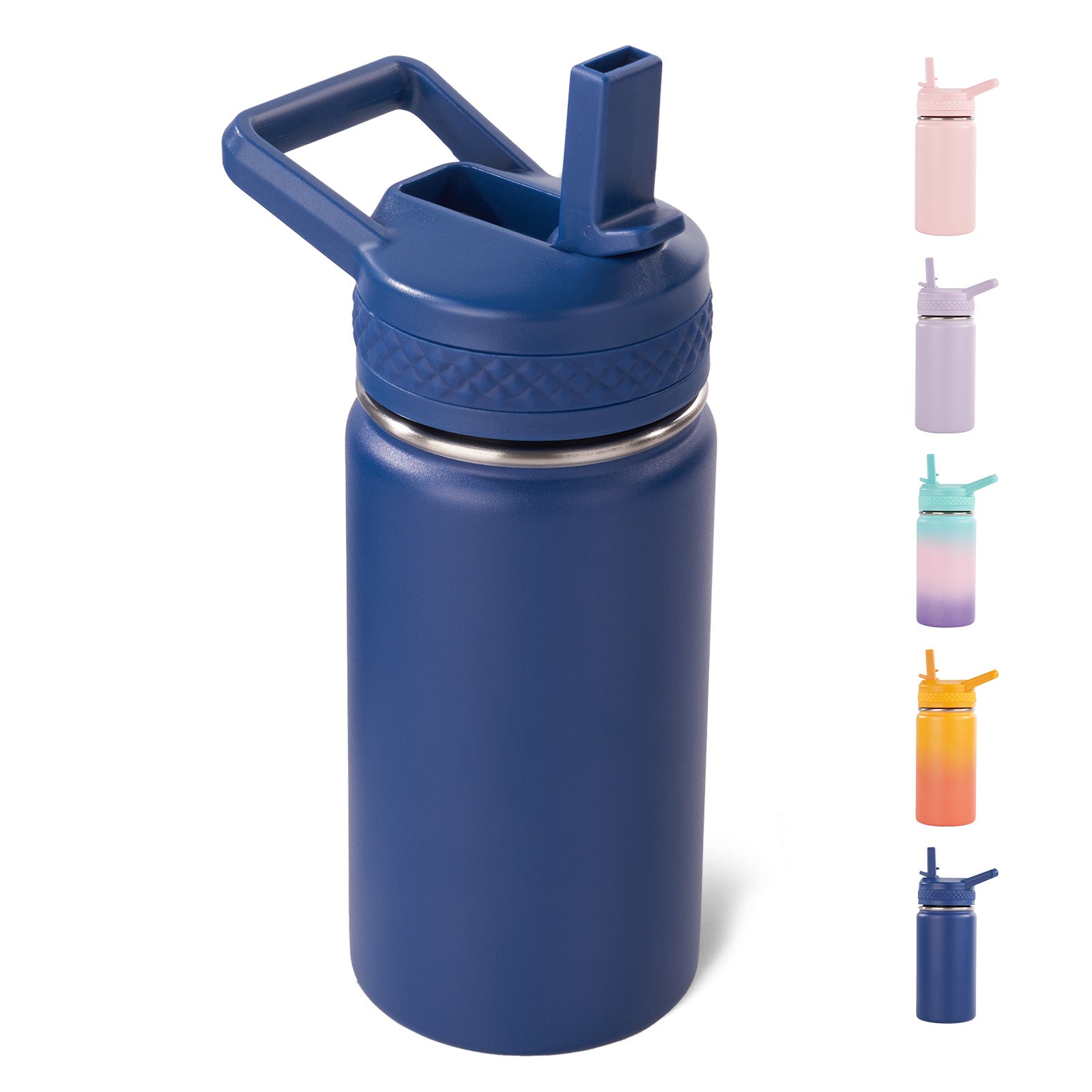 Daluvenix 12 oz Kids Water Bottle, Toddler Water Bottle 2-in-1 Straw and Chug, Stainless Steel Insulated Bottle for Kids, BPA-Free, Leak-Proof