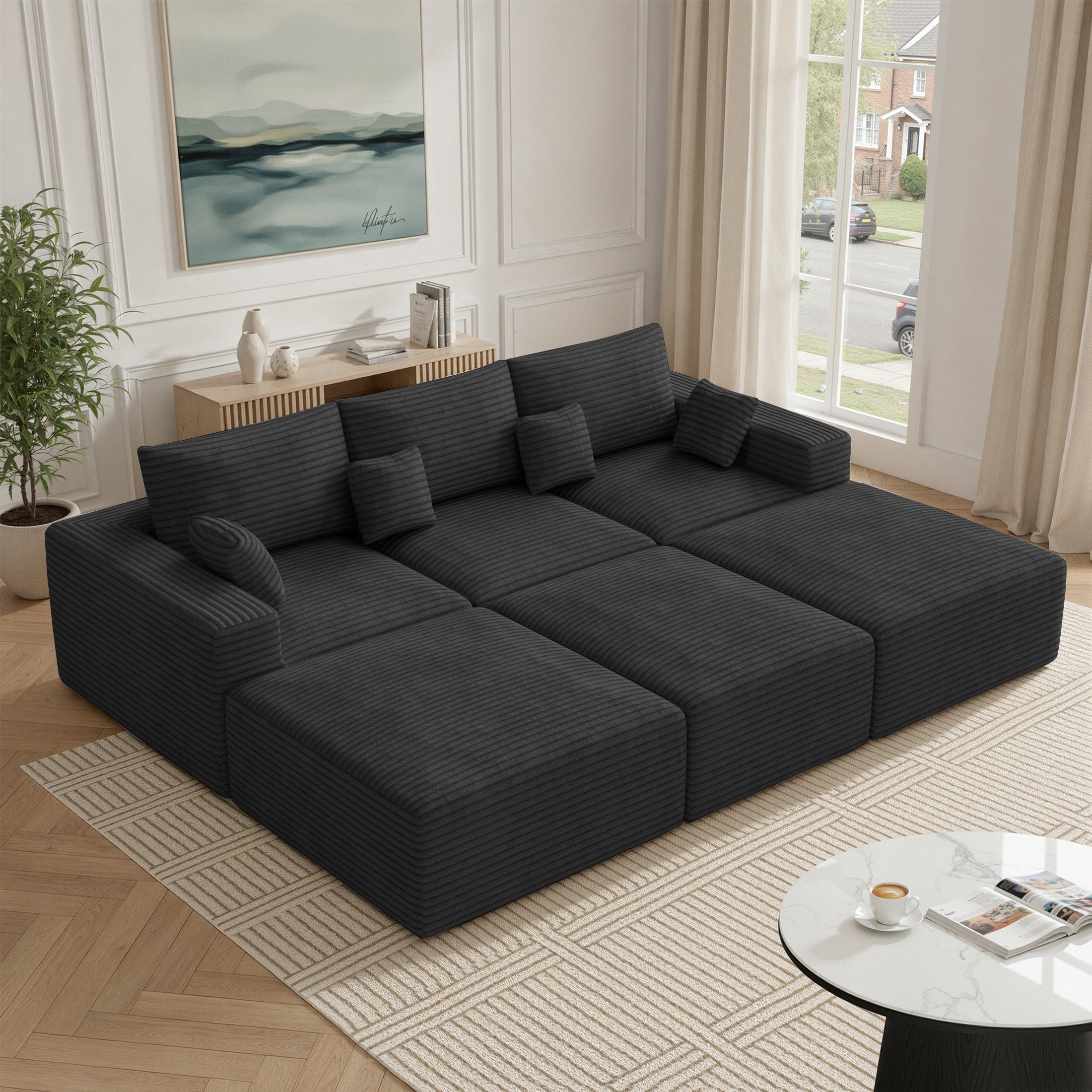 Daluvenix 113" Modern Modular Sectional Sofa L-Shaped Couch U-Shaped loud Couches Sofa Bed