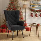 Daluvenix Adjustable Legs Accent Chair, Velvet/Leather Upholstery, High Wide Armrest & Thick Pad, 300LBS Weight Capacity Single Sofa