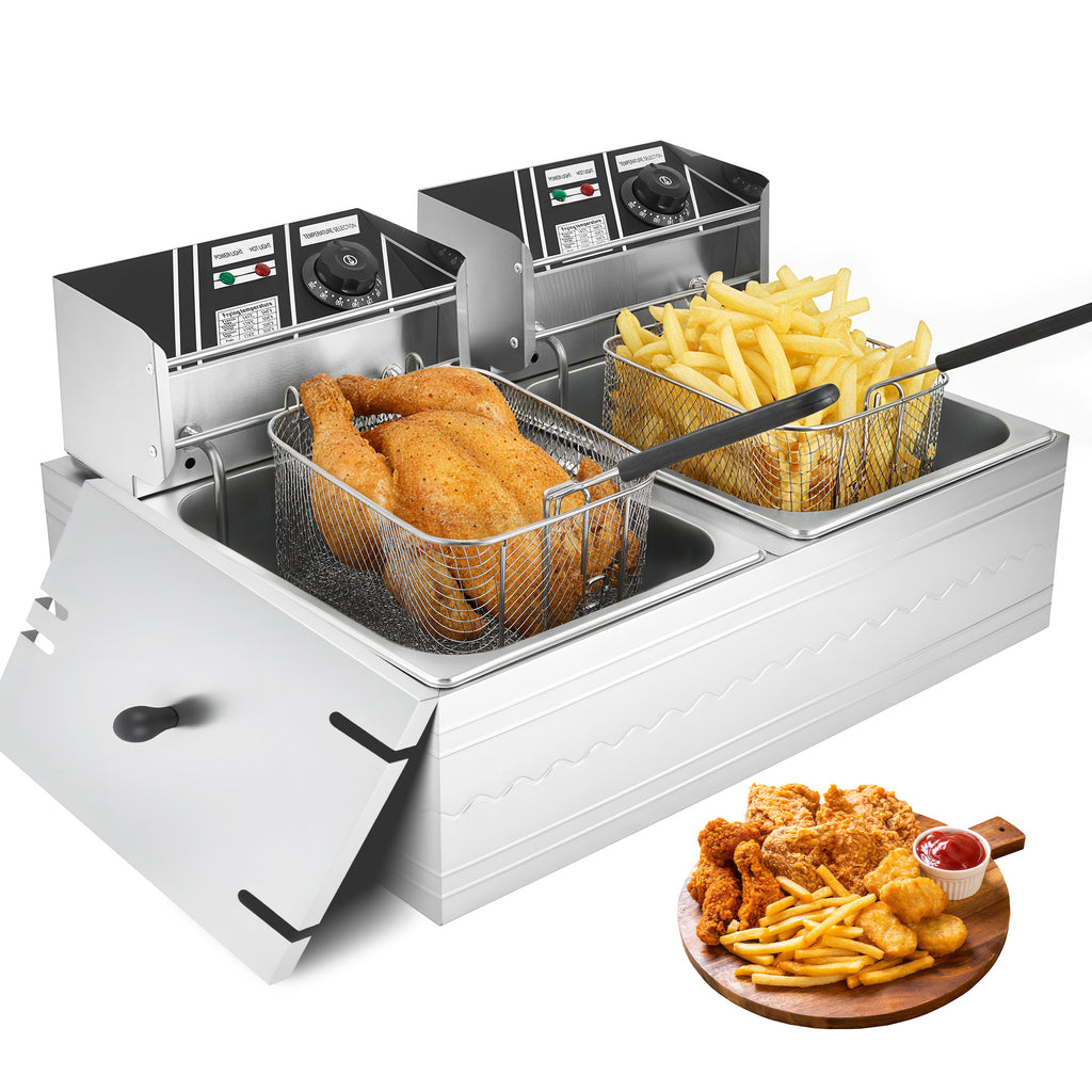 Daluvenix Commercial Deep Fryer with Basket Professional Electric Countertop Deep Fryer