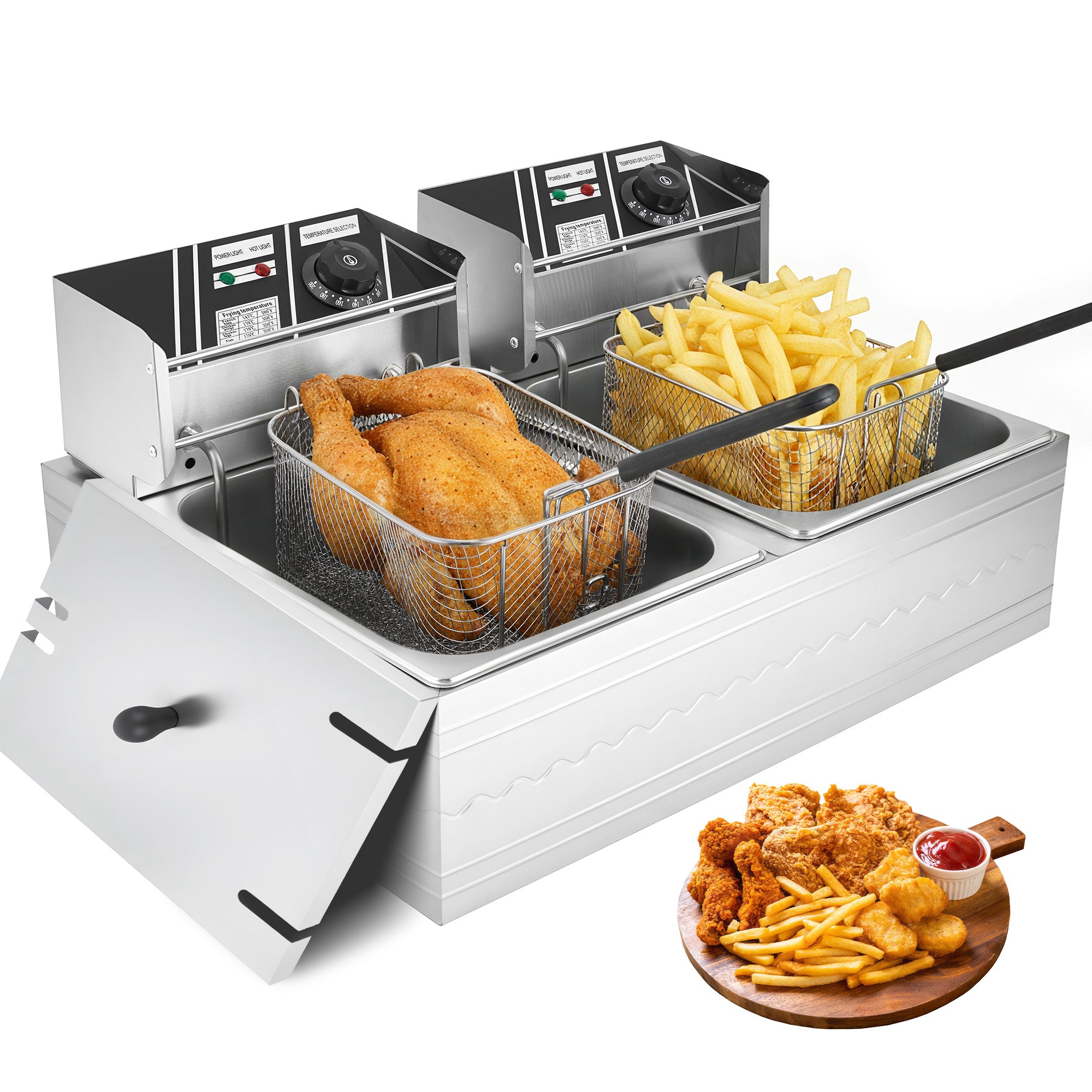 Daluvenix Commercial Deep Fryer with Basket Professional Electric Countertop Deep Fryer