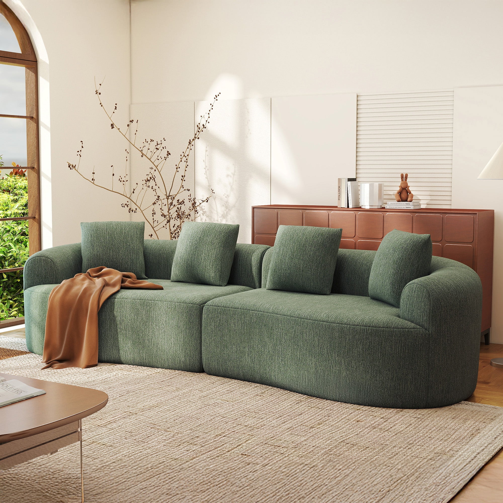 Daluvenix 110" Modular Sectional Sofa Modern 4 Seater Curved Sofa Couch for Living Room