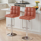 Daluvenix Swivel Bar stools set of 2 Modern PU Leather Barstools with Midback