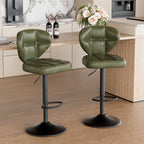 Daluvenix Adjustable Swivel Bar Stools Set of 2 with Backrest, Mid-Century PU Leather Upholstered Bar Chairs for Kitchen Island, 21.65"-31.5" Seat Height