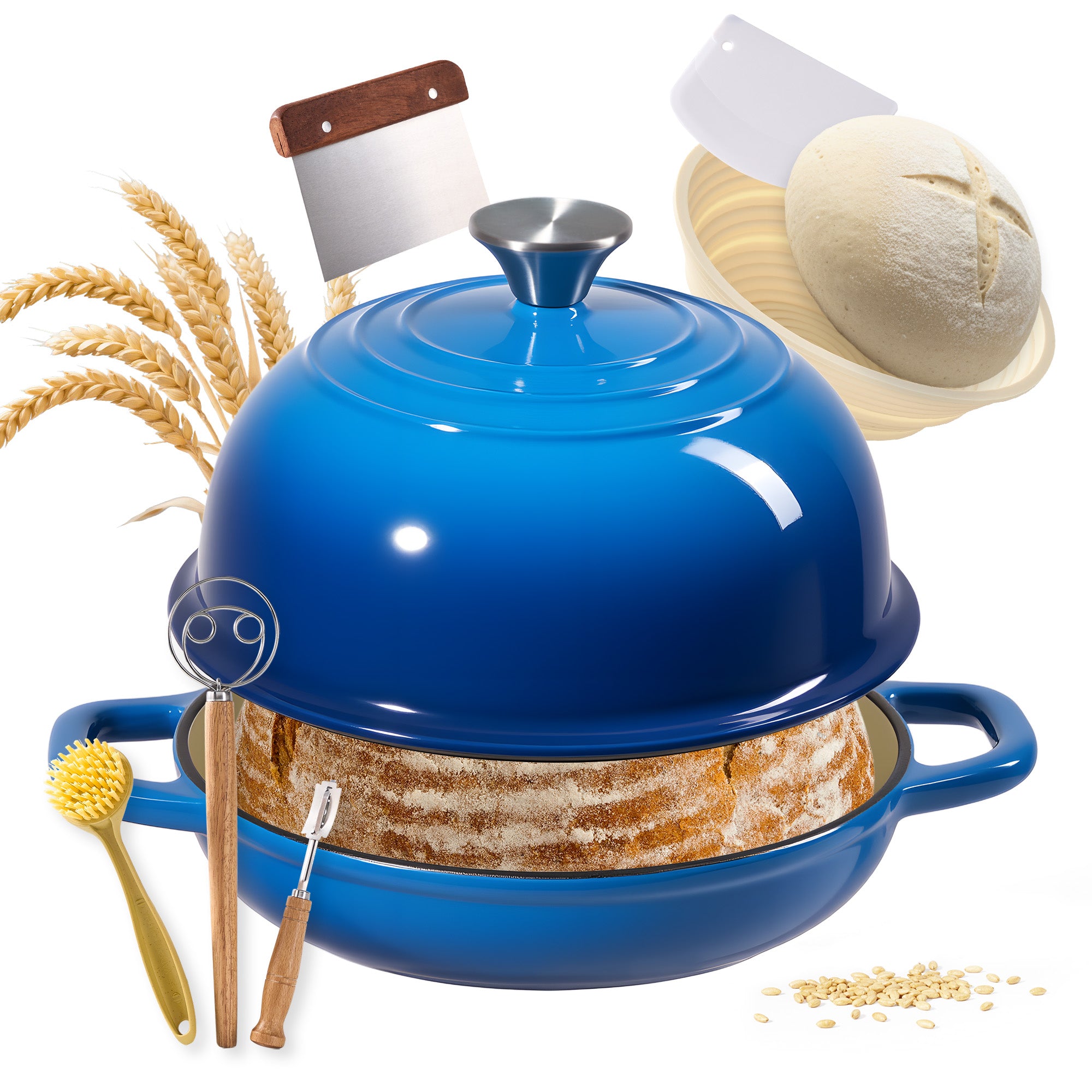 Daluvenix Enameled Cast Iron Dutch Oven for Sourdough Bread Baking, 4.5qt Cast Iron Bread Pot with Lid and Handles, Bread Dutch Oven