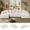 Daluvenix 131'' Modular Sectional Couch Modern U-Shaped Floor Sofa with Double Chaise