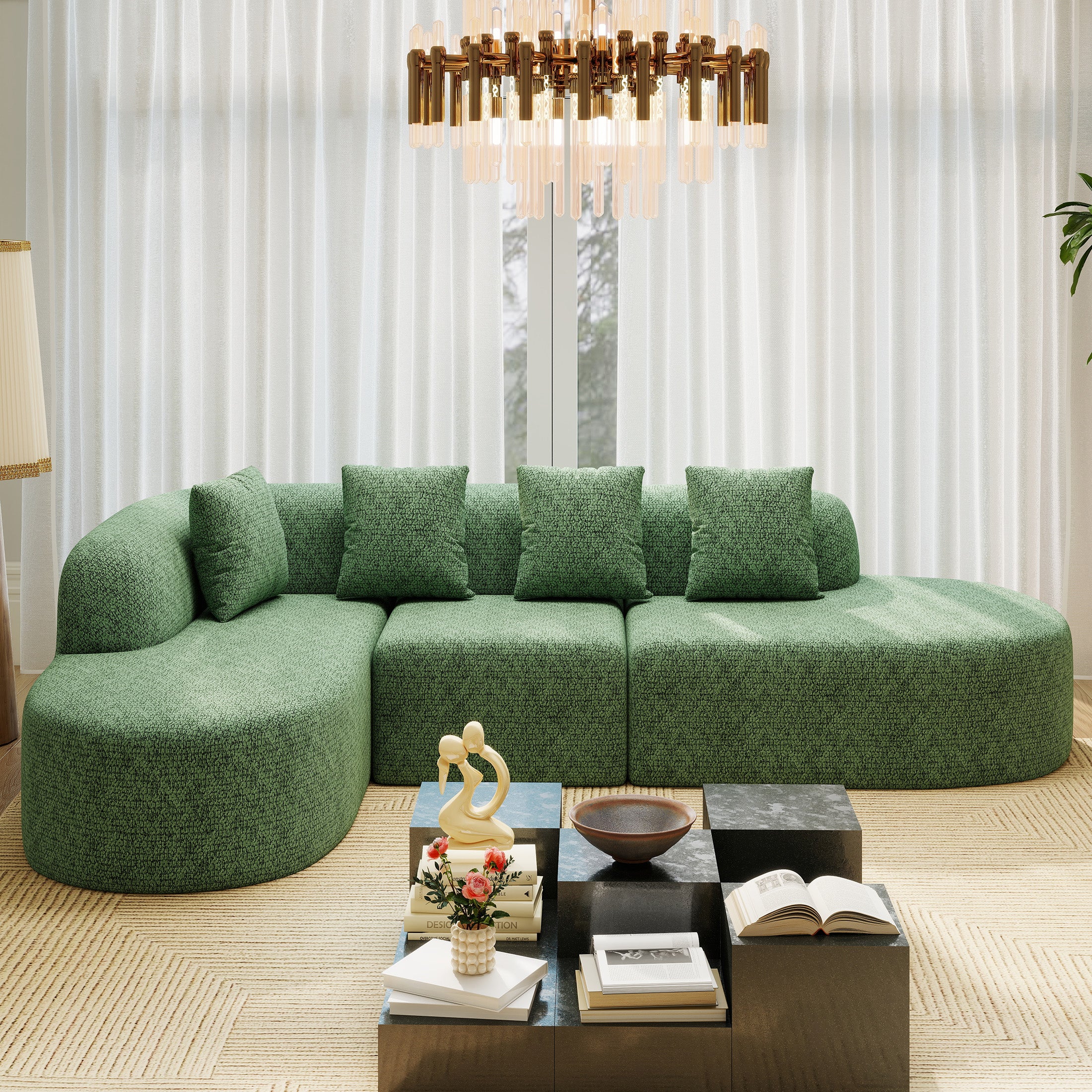 Daluvenix 114 Inch Boneless Couches for Living Room Modern Modular Sectional Sofa