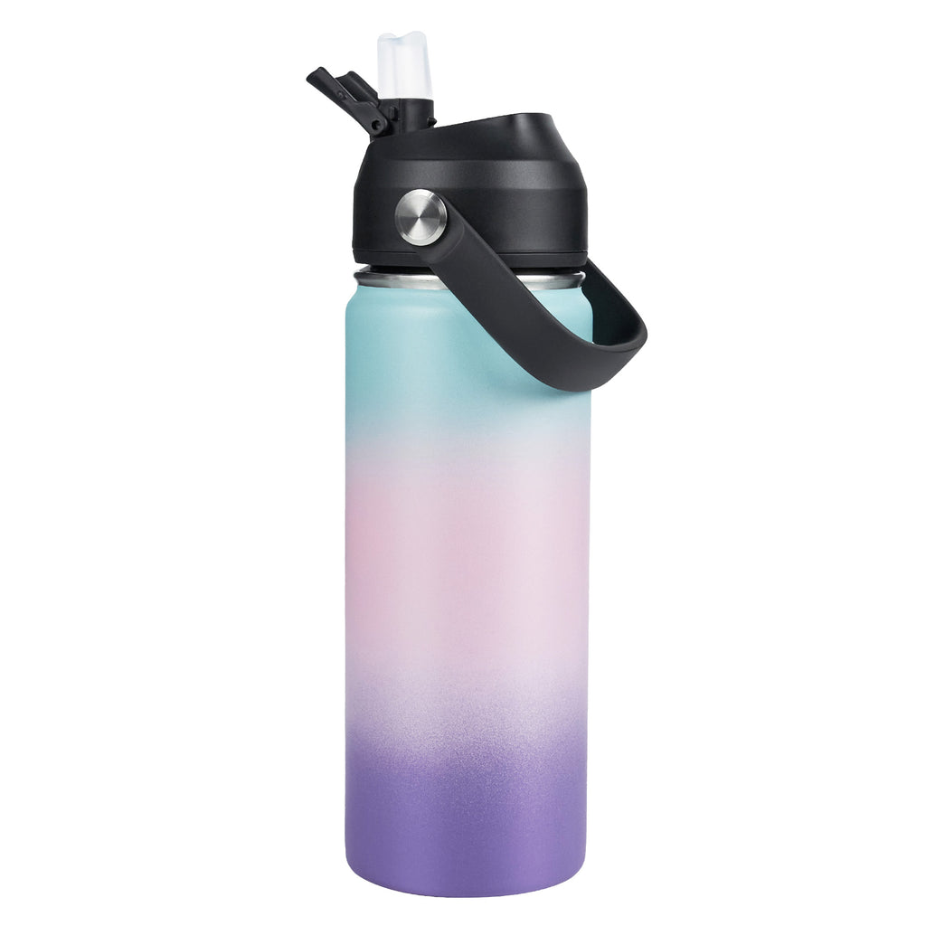 Daluvenix Stainless Steel Water Bottle with Straw Lid, 18oz / 24oz Vacuum Insulated Water Bottles for Sports, Travel