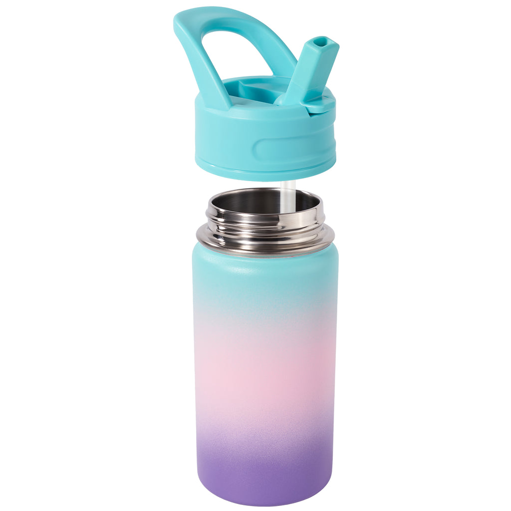 Daluvenix 12oz Insulated Kids Water Bottle with Straw and Carry Handle, Leak-Proof BPA-Free Stainless Steel Bottle