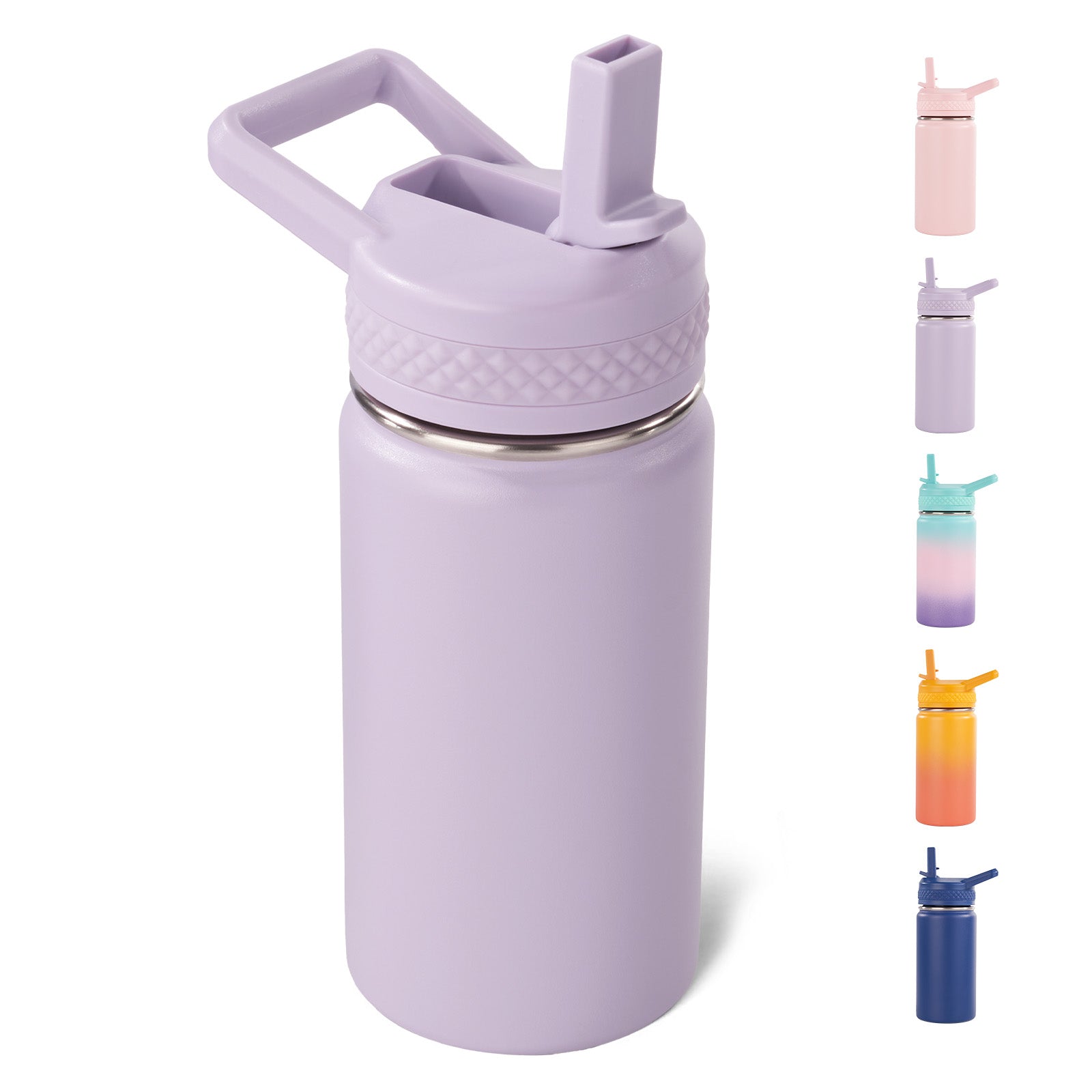 Daluvenix 12 oz Kids Water Bottle, Toddler Water Bottle 2-in-1 Straw and Chug, Stainless Steel Insulated Bottle for Kids, BPA-Free, Leak-Proof