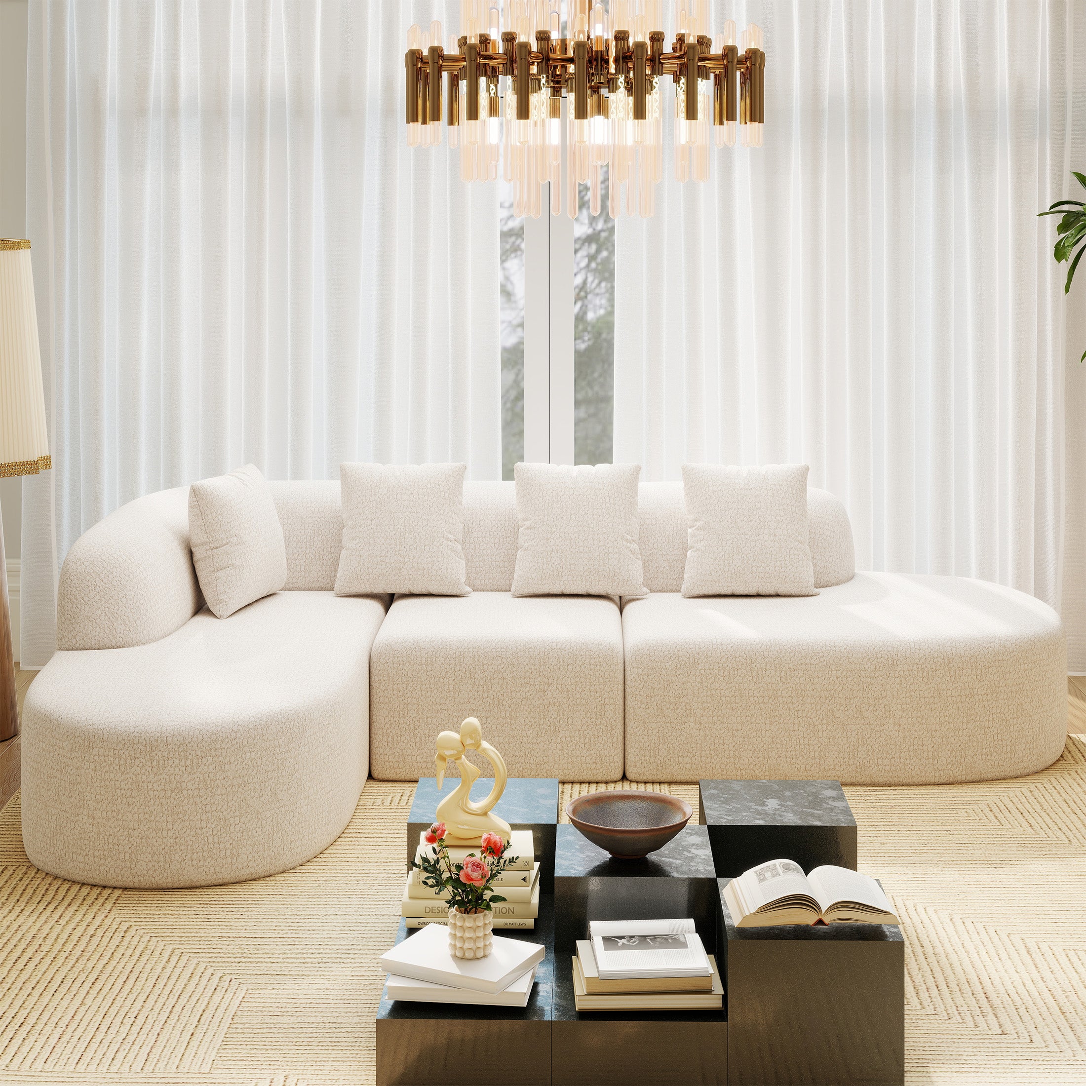 Daluvenix 114 Inch Boneless Couches for Living Room Modern Modular Sectional Sofa