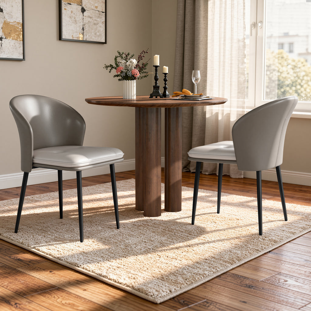 Daluvenix Dining Chairs Set of 2 PU Leather Kitchen Dining Chairs With Cushion Seat And Metal Legs, Easy Assembly