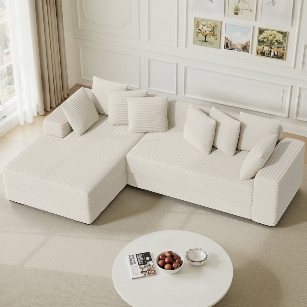 Daluvenix 111''Sectional Cloud Couches L-Shaped Oversized Loveseat Corduroy Couch