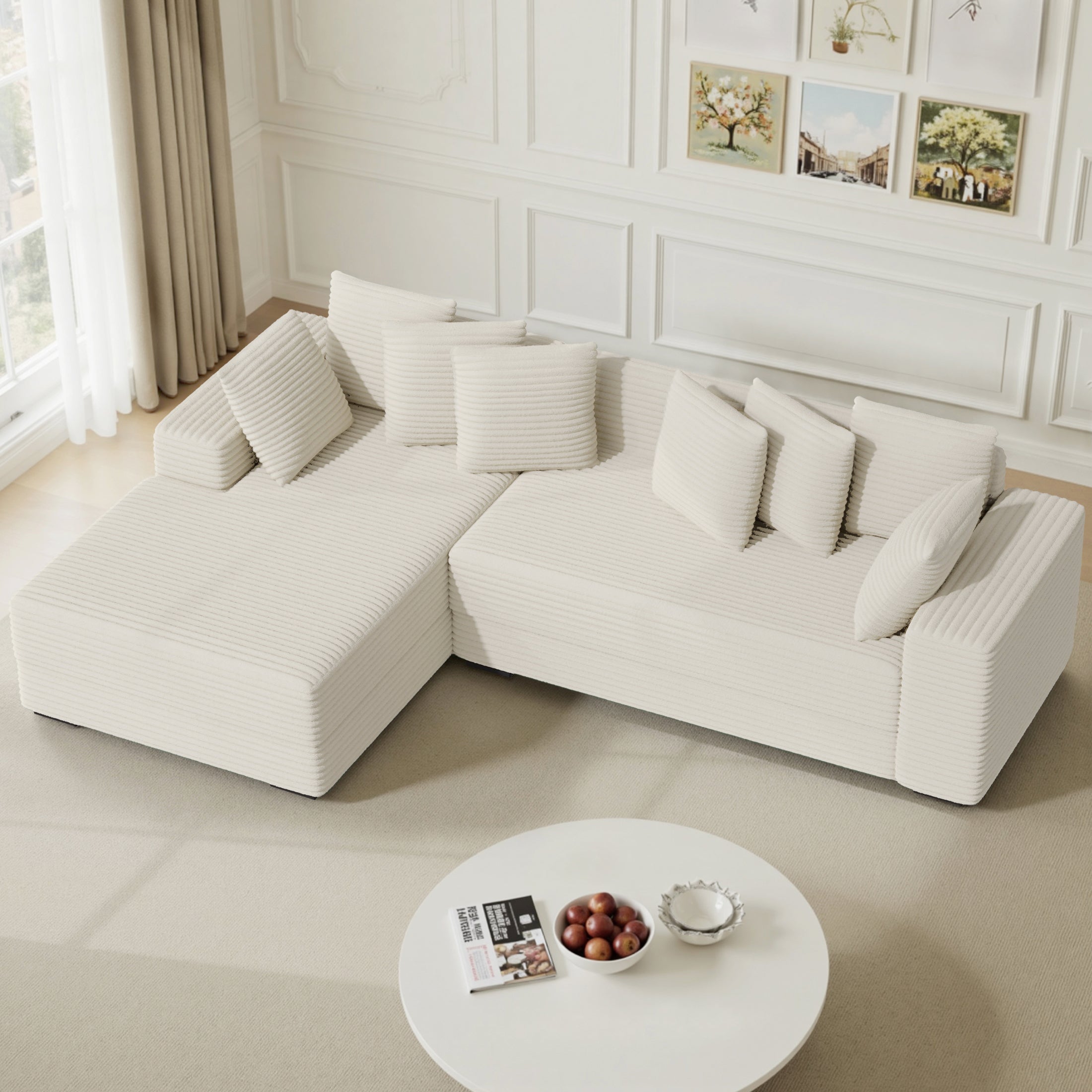 Daluvenix 111''Sectional Cloud Couches L-Shaped Oversized Loveseat Corduroy Couch
