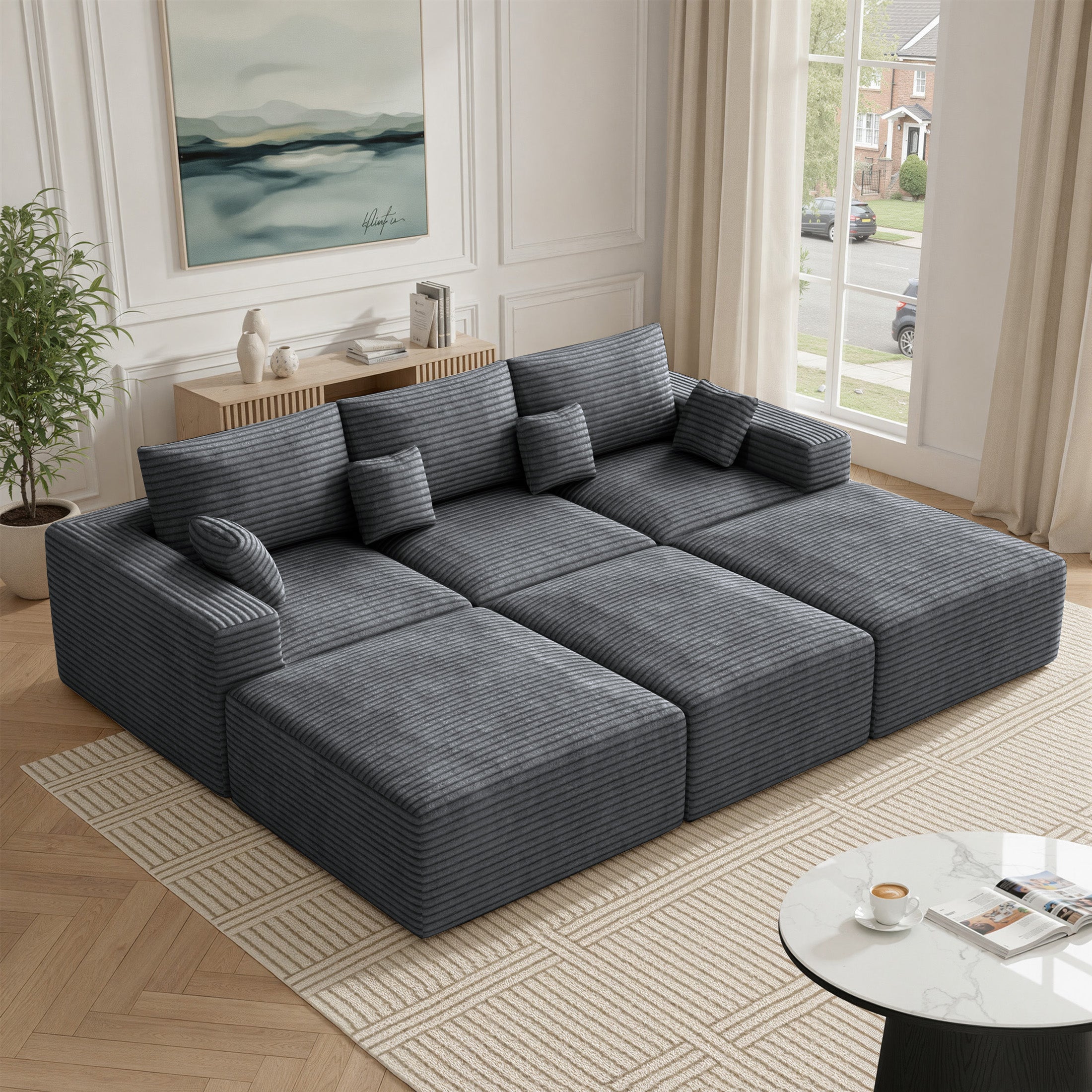 Daluvenix 113" Modern Modular Sectional Sofa L-Shaped Couch U-Shaped loud Couches Sofa Bed