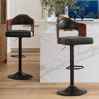 Daluvenix Swivel Bar Stools Set of 2/4, Wooden Kitchen Bar Chairs with Back, PU Leather Counter Height Barstools for Kitchen Island