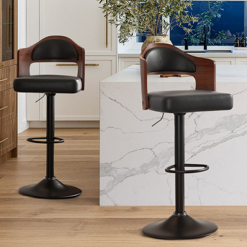 Daluvenix Swivel Bar Stools Set of 2/4, Wooden Kitchen Bar Chairs with Back, PU Leather Counter Height Barstools for Kitchen Island