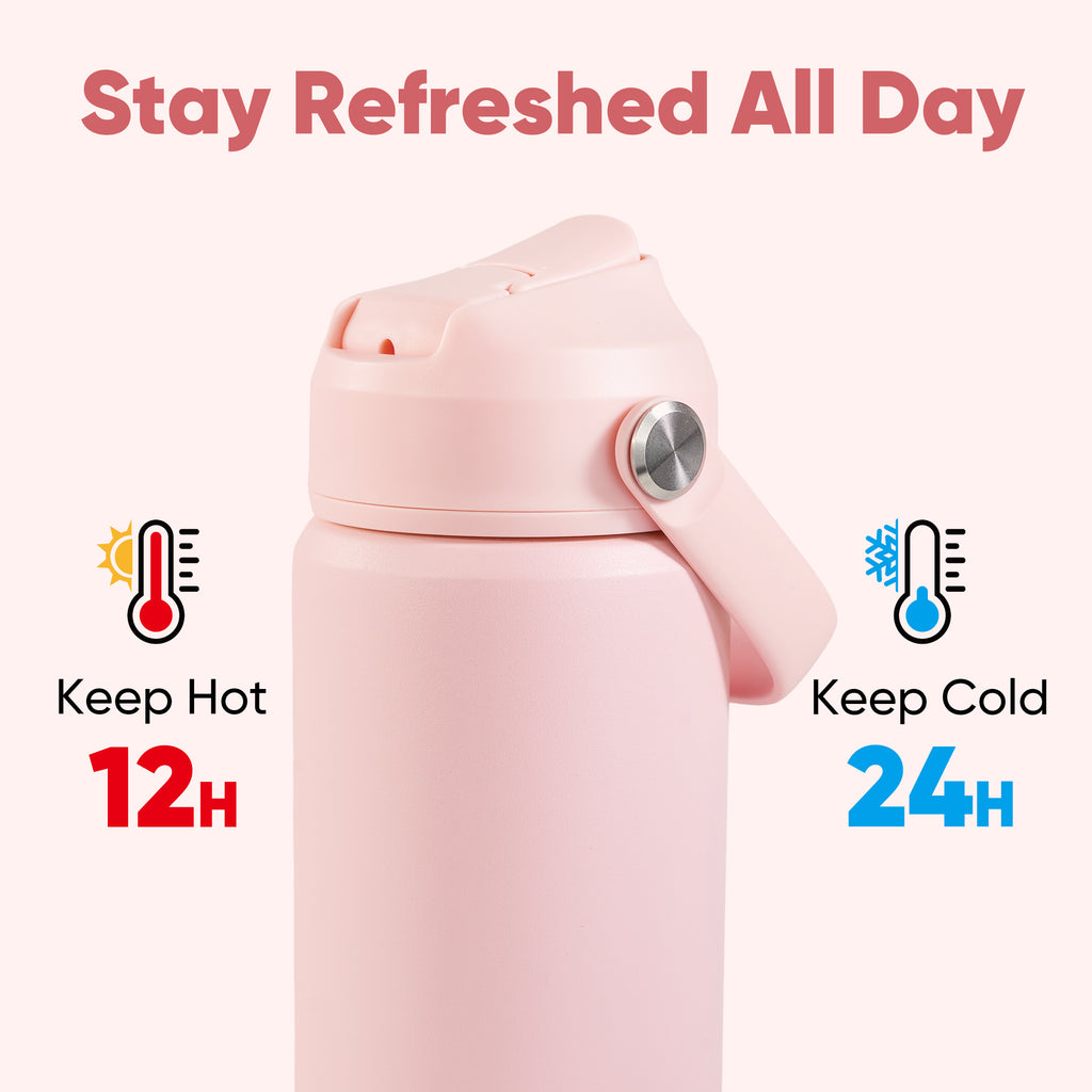 Daluvenix Kids Water Bottle with Straw Lid 12oz，Leakproof toddler Water Bottle for School, Insulated Stainless Steel Water Bottles for Kids BPA Free