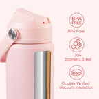 Daluvenix Kids Water Bottle with Straw Lid 12oz，Leakproof toddler Water Bottle for School, Insulated Stainless Steel Water Bottles for Kids BPA Free