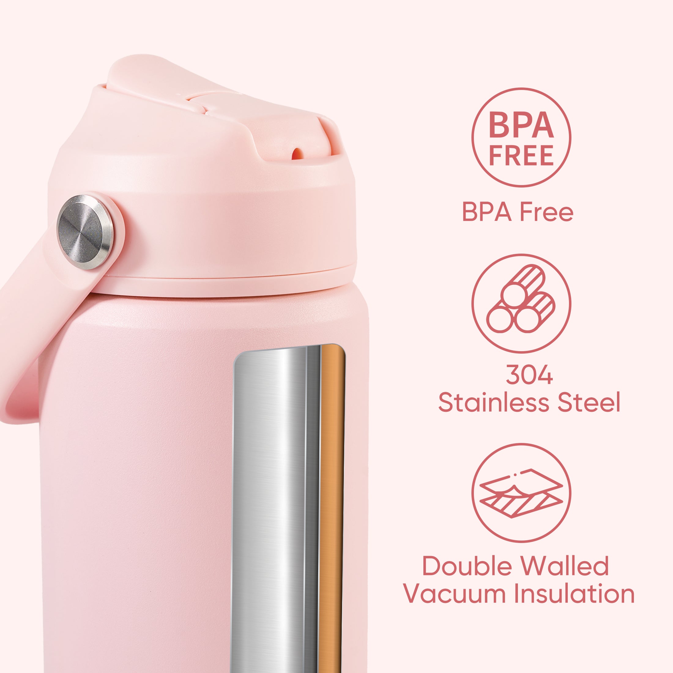 Daluvenix Kids Water Bottle with Straw Lid 12oz，Leakproof toddler Water Bottle for School, Insulated Stainless Steel Water Bottles for Kids BPA Free
