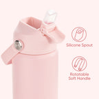Daluvenix Kids Water Bottle with Straw Lid 12oz，Leakproof toddler Water Bottle for School, Insulated Stainless Steel Water Bottles for Kids BPA Free