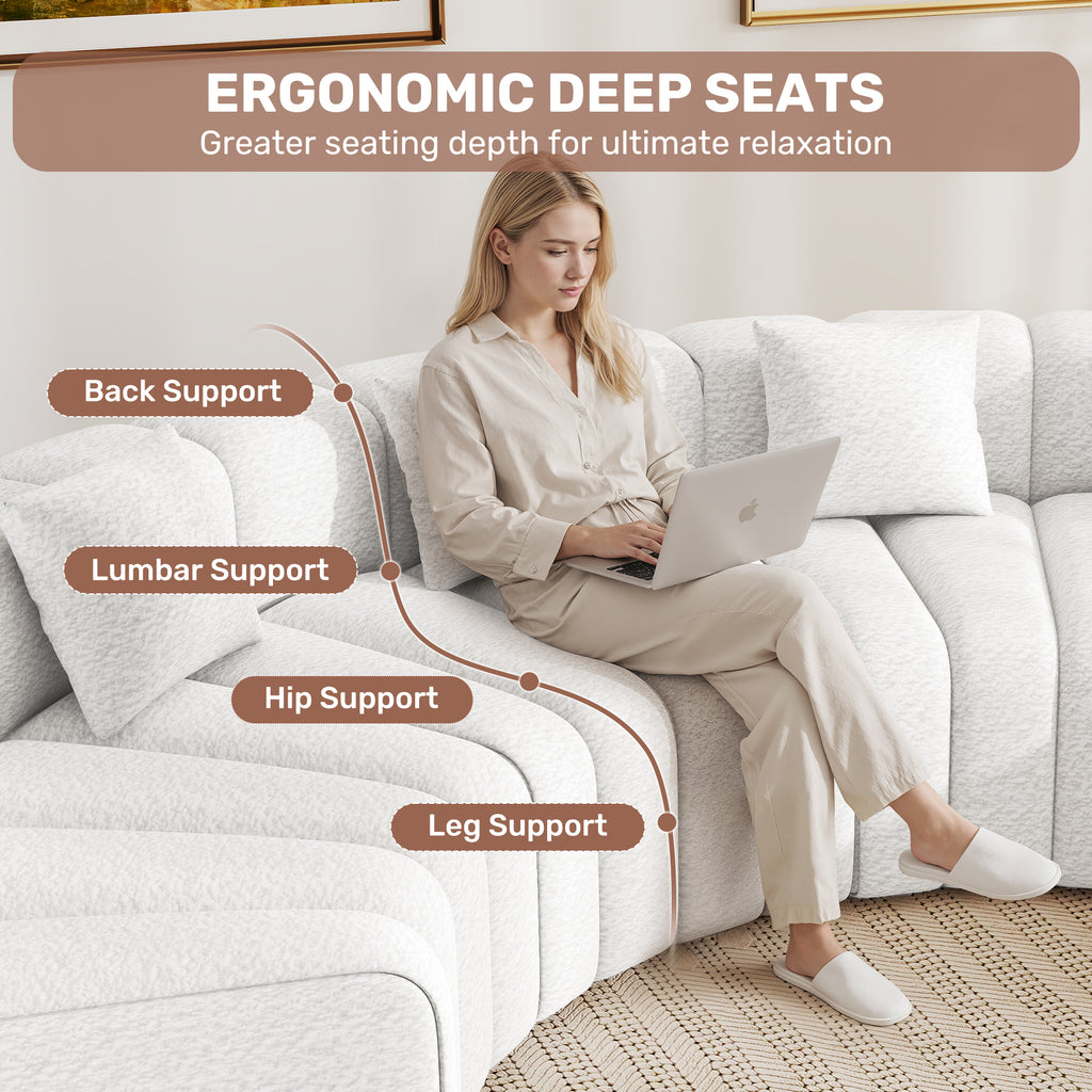 Daluvenix 128''Oversized Round Curved Sofa Modern Round Modular Sectional Sofa