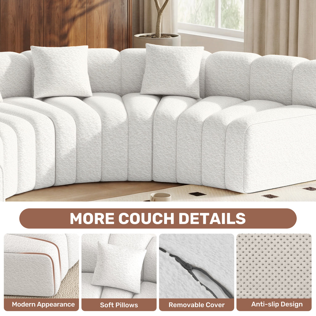 Daluvenix 128''Oversized Round Curved Sofa Modern Round Modular Sectional Sofa