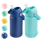 Daluvenix Kids Water Bottle with Straw Lid 12oz，Leakproof toddler Water Bottle for School, Insulated Stainless Steel Water Bottles for Kids BPA Free