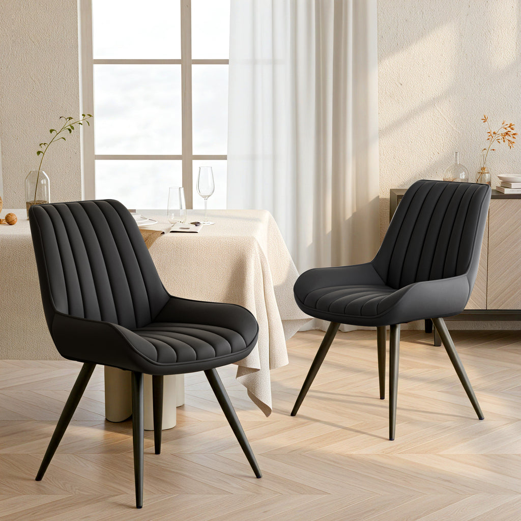 Daluvenix Modern Dining Chairs Set of 2/4, Upholstered Fabric Comfy Kitchen Dining Chairs with Metal Legs & Thick Cushions for Dining Living Room