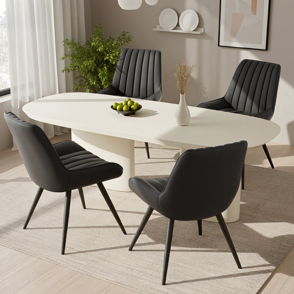 Daluvenix Modern Dining Chairs Set of 2/4, Upholstered Fabric Comfy Kitchen Dining Chairs with Metal Legs & Thick Cushions for Dining Living Room