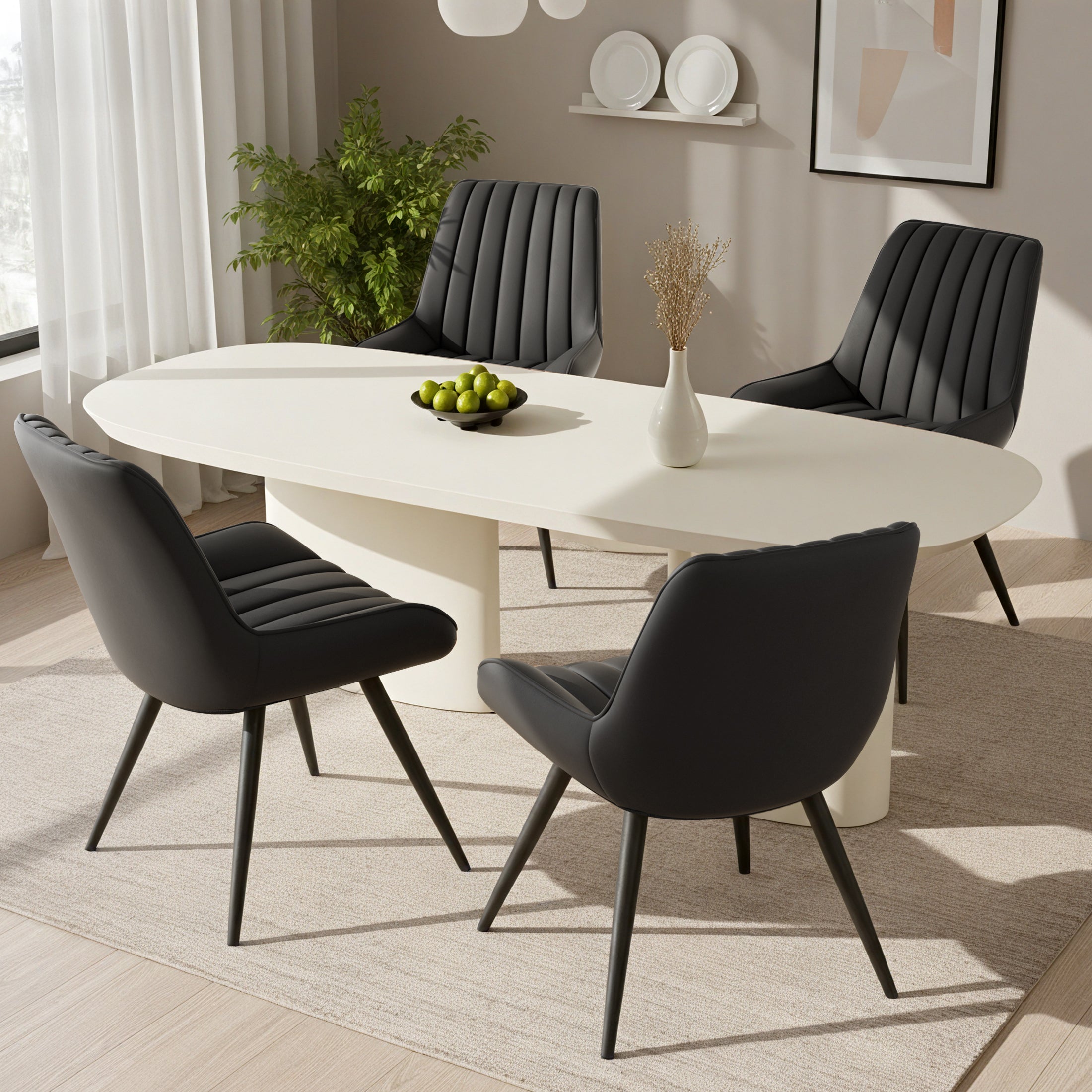 Daluvenix Modern Dining Chairs Set of 2/4, Upholstered Fabric Comfy Kitchen Dining Chairs with Metal Legs & Thick Cushions for Dining Living Room