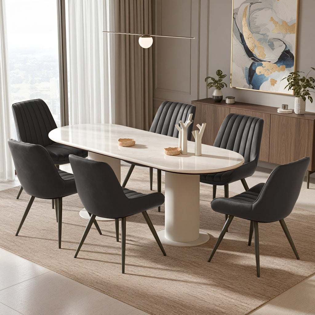Daluvenix Modern Dining Chairs Set of 2/4, Upholstered Fabric Comfy Kitchen Dining Chairs with Metal Legs & Thick Cushions for Dining Living Room