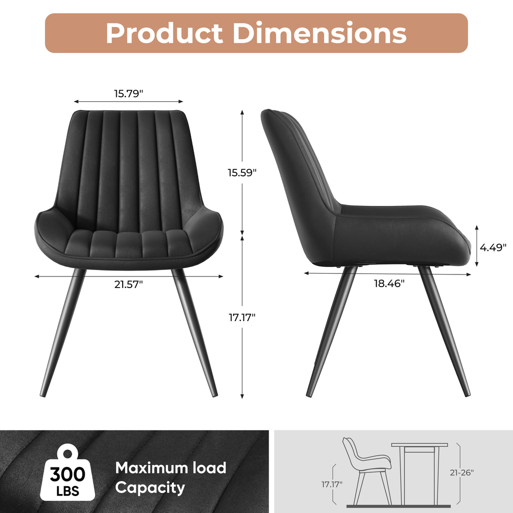 Daluvenix Modern Dining Chairs Set of 2/4, Upholstered Fabric Comfy Kitchen Dining Chairs with Metal Legs & Thick Cushions for Dining Living Room