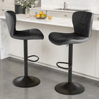 Daluvenix Modern Bar Stools Set of 1/2/3/4, Adjustable Swivel Counter Height Bar Chairs with Back, Faux Leather Upholstered for Kitchen Island