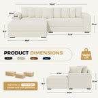Daluvenix 111''Sectional Cloud Couches L-Shaped Oversized Loveseat Corduroy Couch
