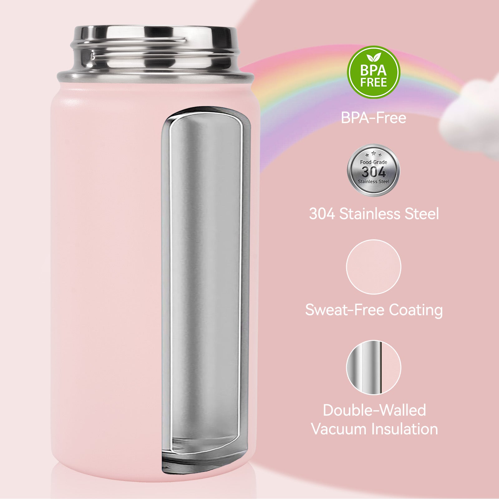 Daluvenix 12 oz Kids Water Bottle, Toddler Water Bottle 2-in-1 Straw and Chug, Stainless Steel Insulated Bottle for Kids, BPA-Free, Leak-Proof