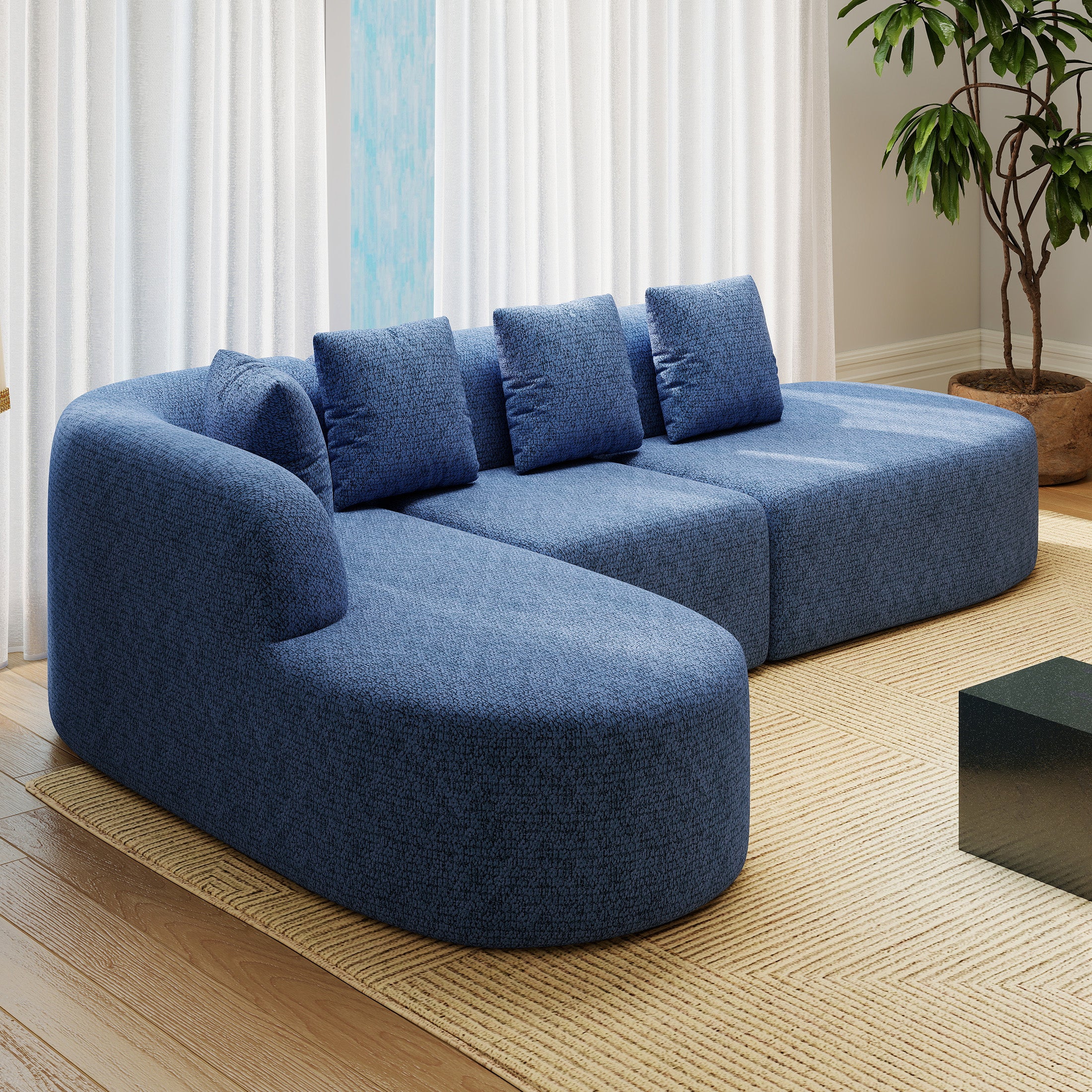 Daluvenix 114 Inch Boneless Couches for Living Room Modern Modular Sectional Sofa