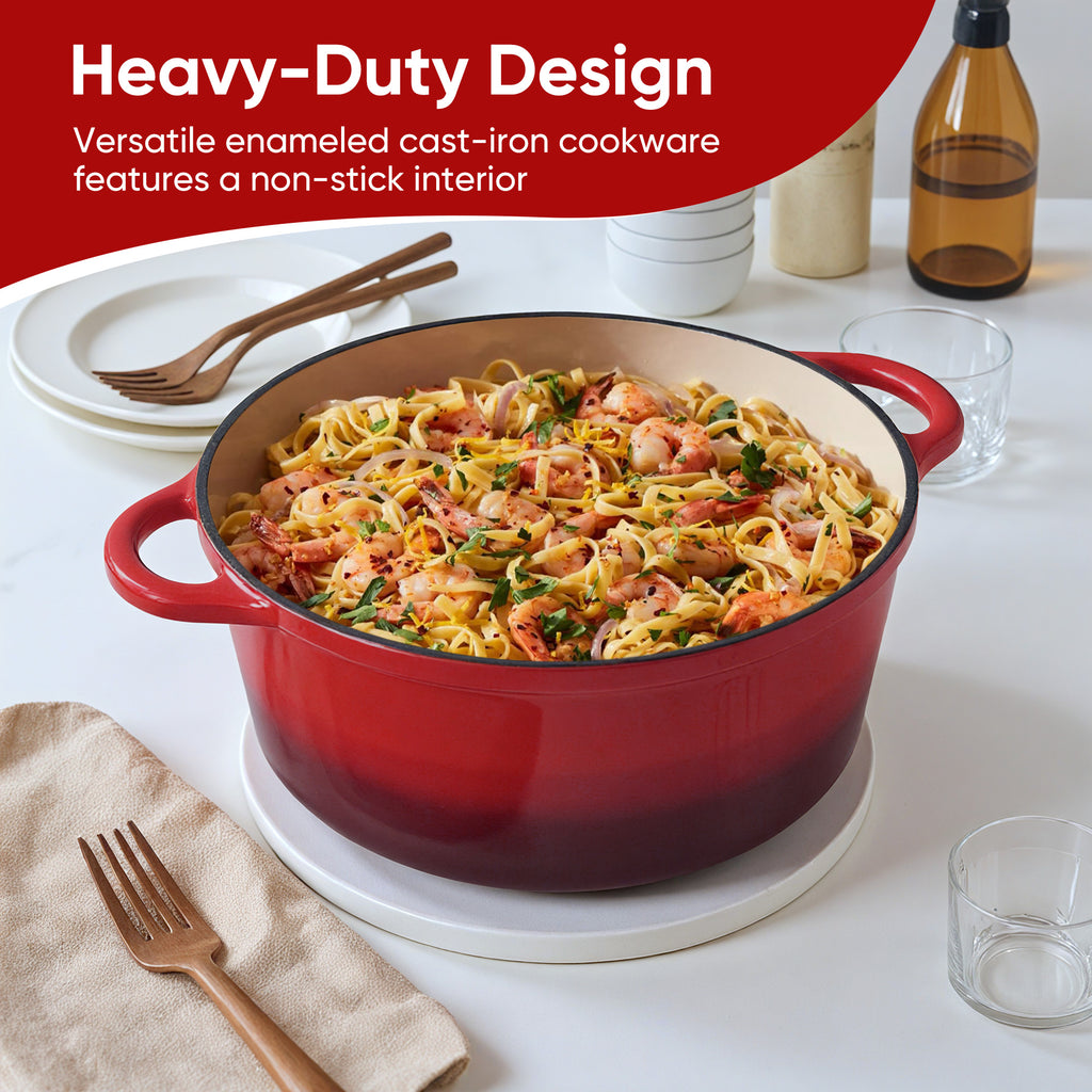 Daluvenix 6qt Enameled Cast Iron Dutch Oven Pot with Lid for Bread,Non-Stick Cookware with Dual Handles for Cooking & Roasting