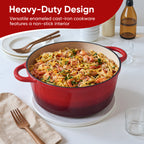 Daluvenix 6qt Enameled Cast Iron Dutch Oven Pot with Lid for Bread,Non-Stick Cookware with Dual Handles for Cooking & Roasting